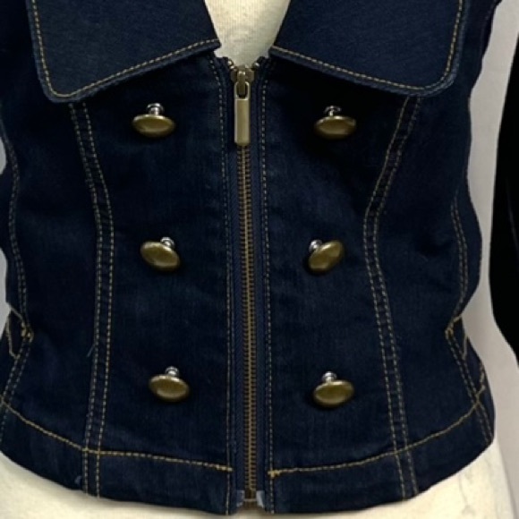 Cache Military Denim Cropped Jacket Size XS - Picture 5 of 13